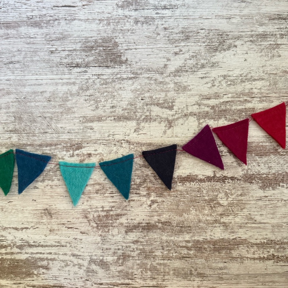 Whimsical Vintage Colorful Felt Triangle Bunting Garland - Picture 5 of 6